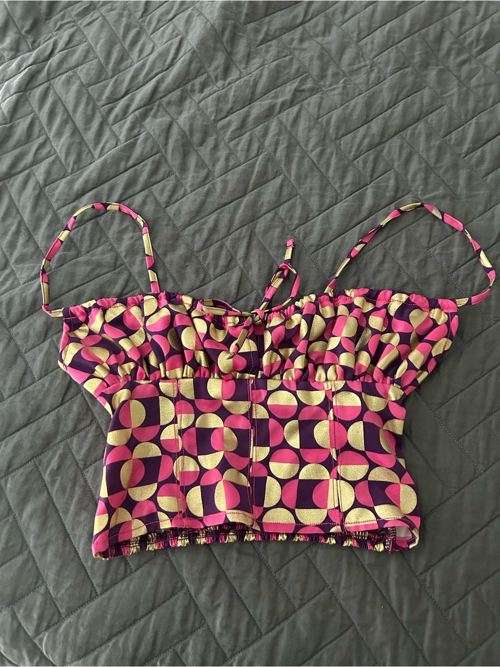 Urban Outfitters Pink and Gold Geometric Crop Camisole